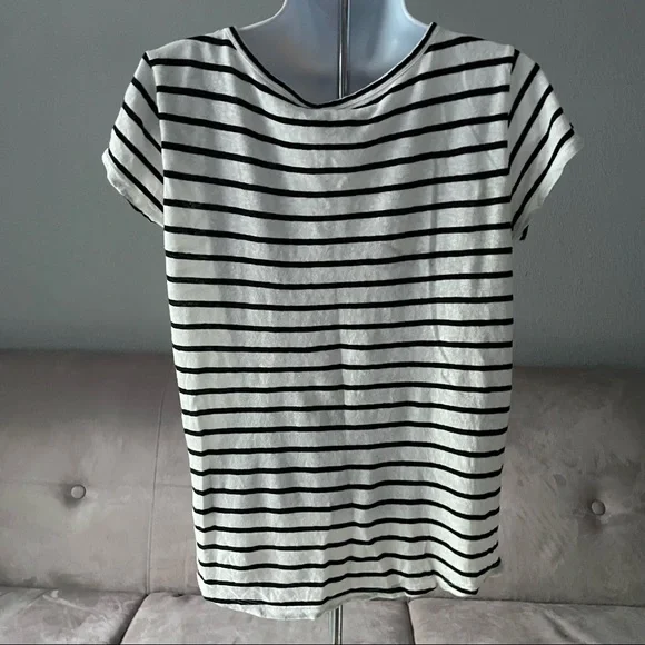 THEORY Navigate Easy Striped Scoop Neck Tee - Picture 5 of 7